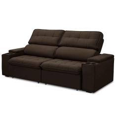 Imagem de Sofá Retrátil Reclinável 3 Lugares 250Cm Ginevra F05 Veludo Marrom