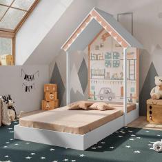 Imagem de Mini Cama Casinha Montessoriana Home Branca Pura Magia Branco/Marrom Claro