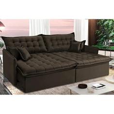 Imagem de Sofá Sem Caixa Retrátil Reclinável 2,15m Cama Inbox Versátil com Pillow Top e Molas Velusoft Café