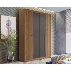 Imagem de Guarda Roupa Solteiro 4 Portas E 2 Gavetas c- Pés Buriti Jatoba-grafitte - Santos Andirá