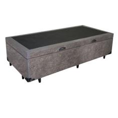 Imagem de Cama Box Baú Solteiro Blindado Suede Cinza