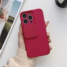 Imagem de Deslize para fechar capa de TPU macia para proteção de câmera para iPhone 14 13 12 11 Pro XS Max X XR 7 8 Plus SE Capa de silicone de cor sólida, vermelho ameixa, para iPhone 14 Pro