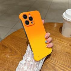 Imagem de Capa de telefone luxuosa fosca sem moldura gradiente doce colorida para iPhone 14 13 12 11 Pro Max X XR XS Max 6 6S 7 8 Plus SE 2022 Capa para PC, laranja, para iPhone 11Pro