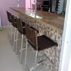 Imagem de Banqueta Moderna Alta Com Encosto Bar Varanda Sala Cozinha - Nossa Kas