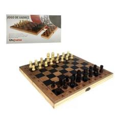 Imagem de Jogo de xadrez Dobrável Peças e Tabuleiro em Madeira 24 x 24