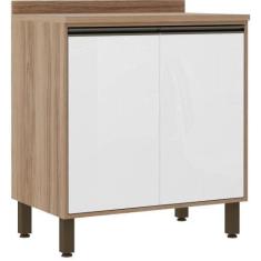 Imagem de Balcão Cozinha 80 cm 2 Portas Branco Laca Mel Luciane Móveis