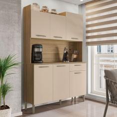 Imagem de Armário de Cozinha Genova 6 Portas 1 Gaveta Freijó/Vanilla - Kits Paraná