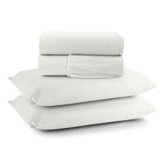 Imagem de Jogo Lençol Cama Casal Queen 4 Peças Malha 100% Algodão Liso Luxo Maci