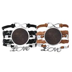 Imagem de DIYthinker Pulseira de couro preto, design abstrato, alça de mão, pulseira de corda de couro, conjunto duplo para presente