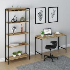 Imagem de Kit Industrial 2 Pe as Escrivaninha Com Estante Active Yescasa