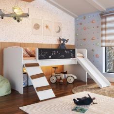 Imagem de Cama Playground com Escorregador e Rampa com Colchão Branco