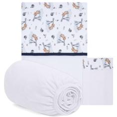 Imagem de Jogo De Lençol De Berço 3 Pçs Lunar Azul Marinho Menino - Hug