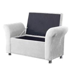 Imagem de Recamier Bau Egeo 120X Suede Branco - Bandiera Decor