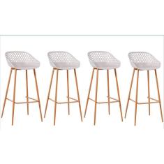 Imagem de Kit Com 4 Banquetas Monaco Assento Em Polipropileno E Base Em Aço Fratini Nude