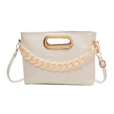 Imagem de Bolsa de ombro macia de designer em couro PU Bolsa tote Satchel Bolsas de ombro Bolsas de mão para mulheres (White)