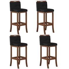 Imagem de Conjunto 4 Banquetas Alta em Madeira Maciça Londres Ccs Pinhão