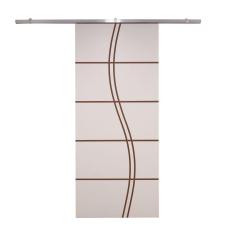 Imagem de Porta De Correr Branco Prime Frisada Kit Alumínio Fs Duplo - 210x80