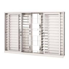 Imagem de Janela Veneziana Multiflex Grade Quadriculada em Aço 100 x 200 x 16 cm