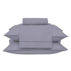 Imagem de Jogo Cama King 180 Fios Buddemeyer Percalle Cinza Chumbo