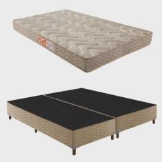 Imagem de Box Queen Júlia 42x158x198cm com Colchão Queen Unique D33 Duoface 20x158x198cm Rustico Bege