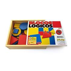 Imagem de Blocos Lógicos 48 Peças Em Madeira Base 7 Cm Cx. Madeira - Jottplay