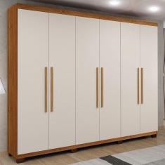 Imagem de Guarda-Roupa Casal Bari 6 Portas 4 Gavetas Cinamomo/Off White - Panorama Móveis