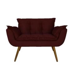 Imagem de Namoradeira Decorativa Estofada Para Consultório Opala Suede Vermelho Bordo - LM DECOR