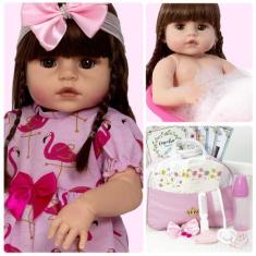 Imagem de Boneca Bebê Reborn Menina Recem Nascida Siliconada Realista - Cegonha
