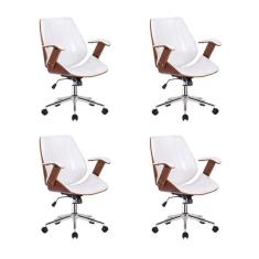 Imagem de Kit 4 Cadeiras Escritório Diretor Giratória Kopenhagen Branco
