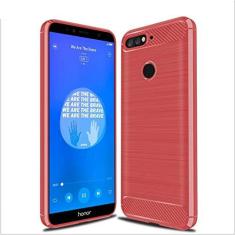 Imagem de Capa para Huawei Honor 7A Pro, capa de material de fibra de carbono, macia, antiderrapante, macia, anti-impressões digitais, capa totalmente protetora para Huawei Honor 7A Pro