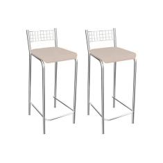 Imagem de Kit 2 Banqueta De Cozinha Gênova 1b705cr 2 Un Cromado/courano Nude - Kappesberg