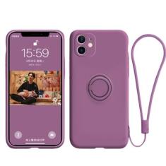 Imagem de Capa de suporte de telefone com anel de silicone líquido para Samsung Galaxy S23 Ultra Plus S22 S21 FE S10 S10E S8 S9 Plus Capa protetora, roxo escuro, para S21FE