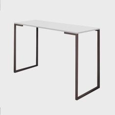 Imagem de Mesa De Escritório Computador 90cm Stan Industrial Ferro Marrom mdf Branco - Ahz Móveis