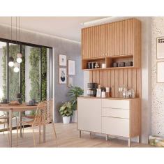 Imagem de Cozinha Completa Divina 3 Peças (1Aéreo+1Balcão+1Complemento) CZ008 Freijo/Off White - MGM