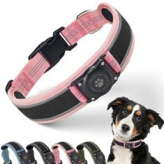 Imagem de Coleira para cães AirTag - Suporte premium para coleira de cachorro IP68 à prova d'água - malha de ar ultramacia acolchoada, refletiva, ultradurável, coleiras resistentes para cães médios e grandes