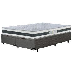 Imagem de Colchão Queen Size Turquia com Molas Ensacadas e Pillow Inn + Base Box Itaflex Universal com Baú 70,5x158x198cm - Branco/Grafite/Chumbo