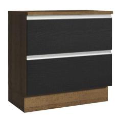 Imagem de Balcão 80 cm 2 Gavetas Rustic/preto Glamy Madesa