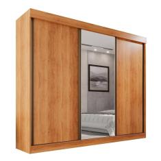 Imagem de Guarda Roupa Casal 100% MDF 3 Portas De Correr 6 Gavetas Com Espelho Central Fênix - Mais Móveis