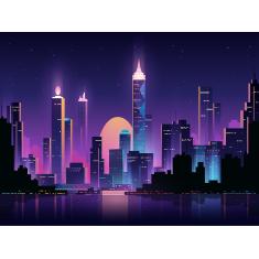 Imagem de Papel De Parede Cidade Prédios Retrô Wave 3D Ncd232