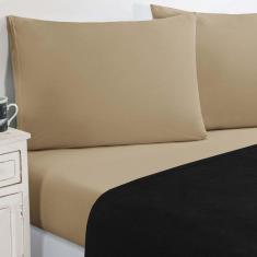 Imagem de Jogo De Cama Malha Lençol 100% Algodão Gran Moratta 4 Peças Queen Preto-cáqui