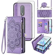 Imagem de Asuwish Capa de celular para OnePlus 8 OnePlus8 5G UW Tmobile Capa de celular carteira com zíper com alça protetora de tela, porta-cartões de flor mandala One Plus8 em 1 Plus 1 plus One+ 1+ 1+8