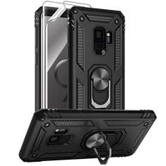 Imagem de Androgate Capa para Samsung Galaxy S9 com protetores de tela HD, suporte de anel de metal de nível militar com suporte de 4,5 m, capa à prova de choque testada contra quedas para Samsung Galaxy S9