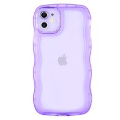 Imagem de Luyxcaze Capa de telefone para iPhone 12 6,1 polegadas design bonito capa de telefone transparente TPU capa com moldura ondulada estilo adorável capa protetora à prova de choque para mulheres meninas