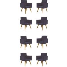 Imagem de Kit 08 Cadeiras Poltronas Decorativa - Escritório - Recepção Cor:cinza