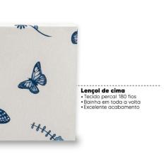 Imagem de Lençol Solteiro De Cima Bainha Estampado Percal 180 Fios Sem Elástico 