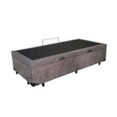 Imagem de Cama Box Baú Solteiro Suede Cinza Com Pistão A Gás