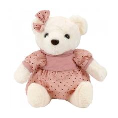 Imagem de Urso De Pelúcia Vestido Rosa Bolinhas Sentado 40 Cm