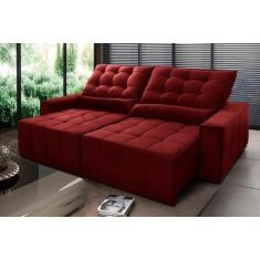 Imagem de Sofá Retrátil Reclinável Alaska 2,30M Suede Velut Vermelho Molas No As