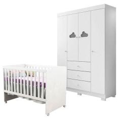 Imagem de Quarto Infantil Berço Doce Sonho Com Guarda Roupa Infantil Ane Cor Branco - Phoenix