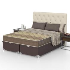 Imagem de Cama Box Queen Size Probel Guarda Costas Próintense DF Espuma D33 68 x 158 x 198cm - Bege/Marrom
